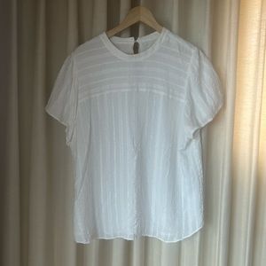 WOMEN'S LOFT off white short sleeved patterned top, 16-18